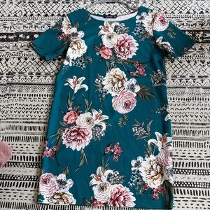 Floral Shift Dress in Teal